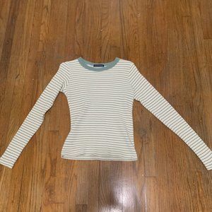 Brandy Melville green and white stripped long sleeve